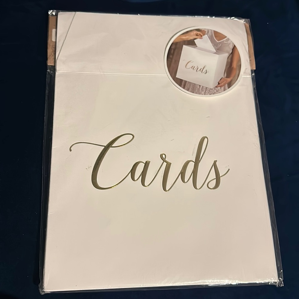 Brand new card box white with Gold writing